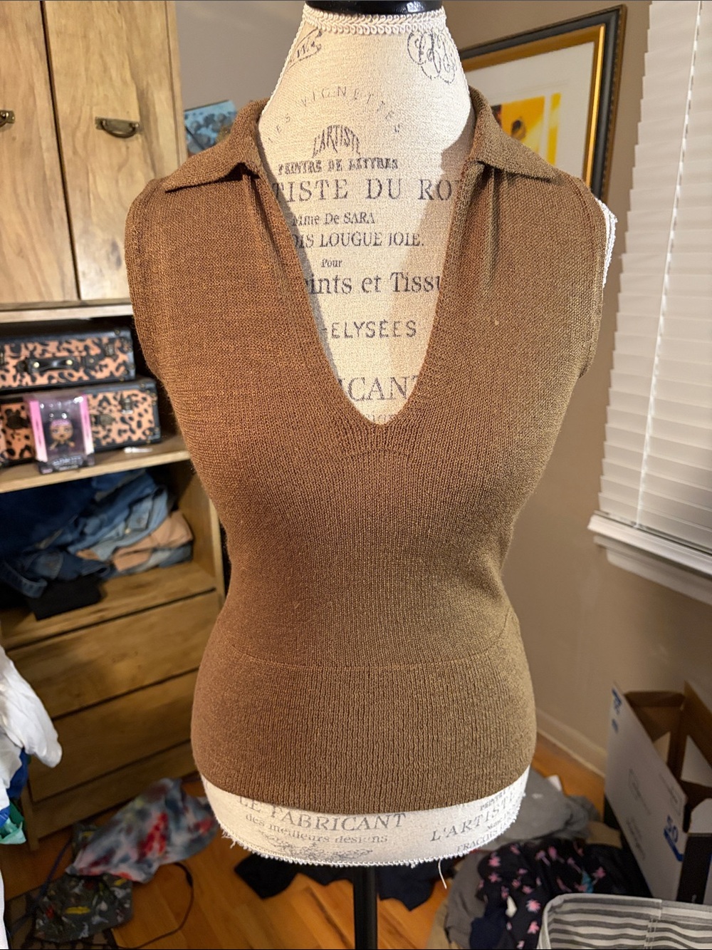 J Crew Sleeveless Brown Polo V-Neck Knit Top - XS